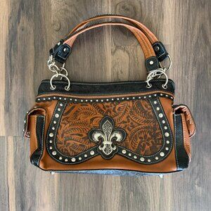 Montana West Style Western Fleur de Lis Satchel Handbag